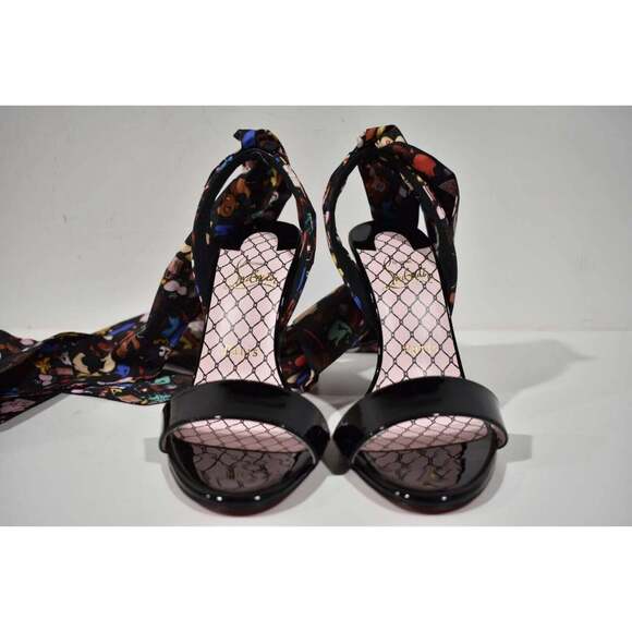 Christian Louboutin Fetish Du Desert 100 Black Lace Up Tie Sandal Heel Pump 39 - Picture 6 of 12